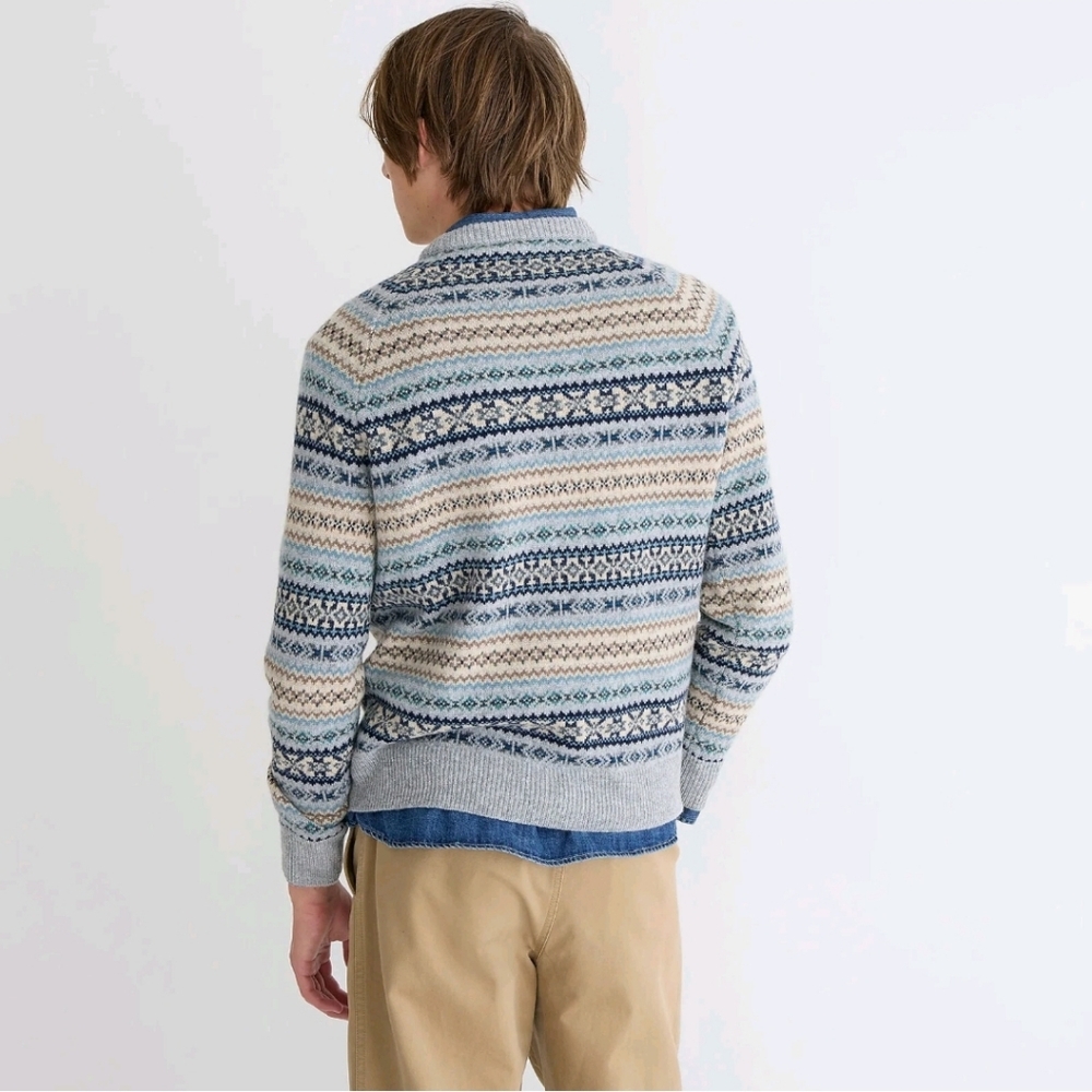 NWT J.Crew Men"s Wool-blend Fair Isle sweater Sz XL $128 Vintage - Picture 3 of 9